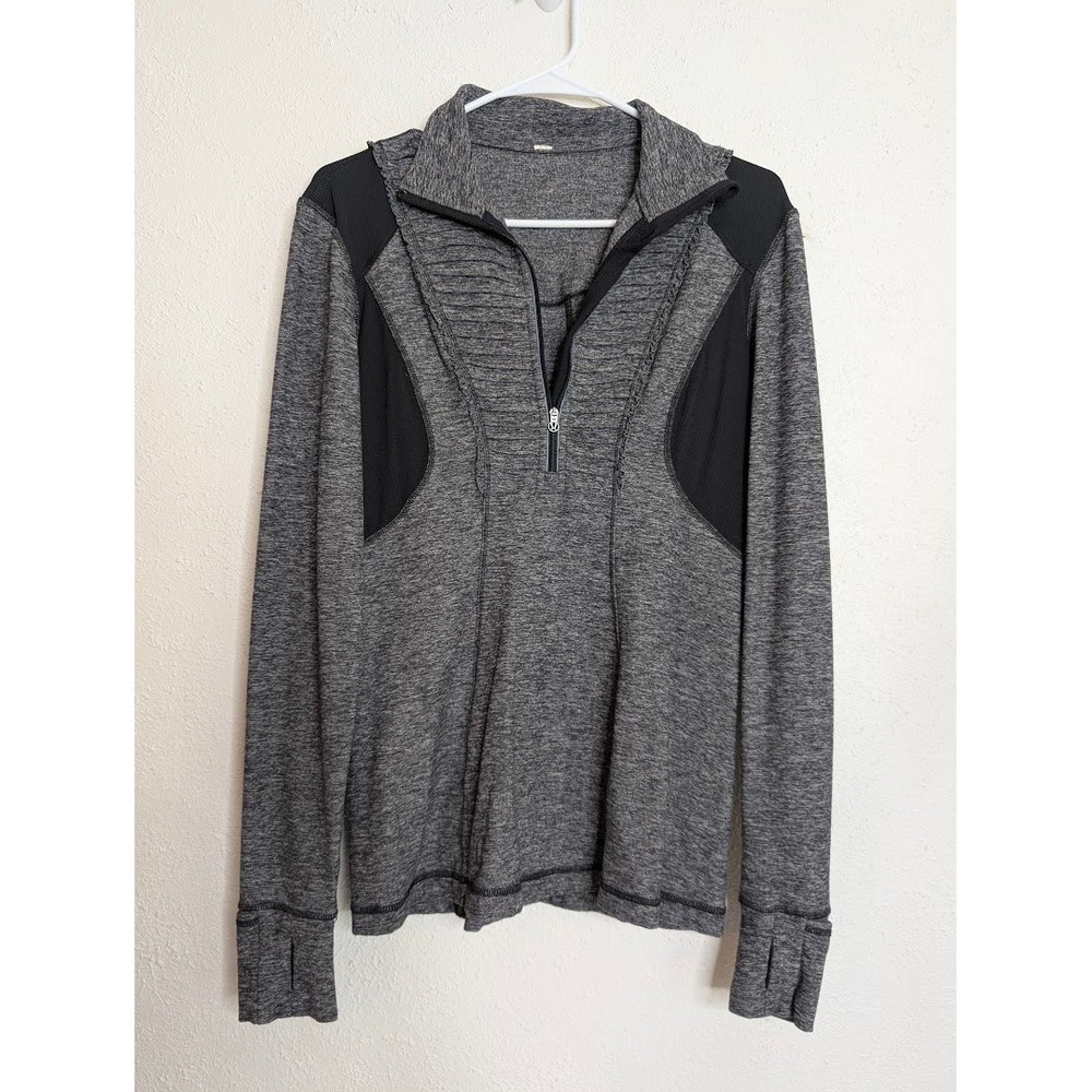 Lululemon Womens Run Your Heart Out Pullover Sweatshirt Heathered Black Size 8